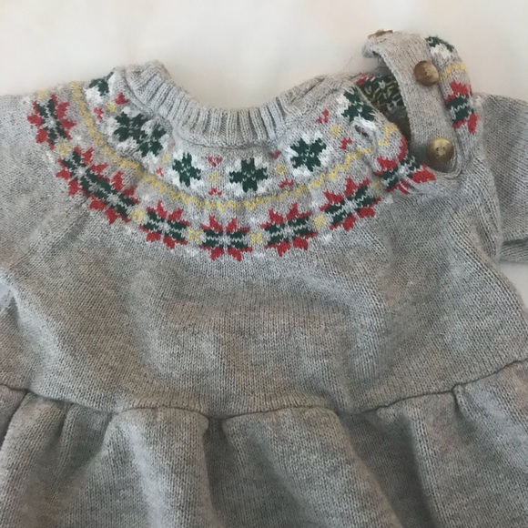 Fair Isle Gray Sweater Dress - Sz 3-6mo - Picture 3 of 3